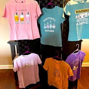 Girls graphic shirts and blouses small and medium most SHEIN brand and Pink